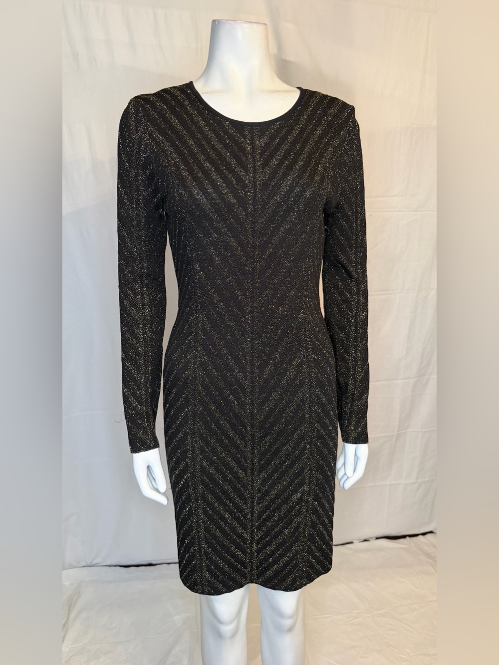 Torn by Ronny Kobo Black and Gold Long-Sleeve Bodycon Dress